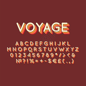 voyagevongage3d矢量字母集Retro粗体字型Pop艺术平板字母组旧学校风格的字母数符号包90s8s创意类别设计模板图片