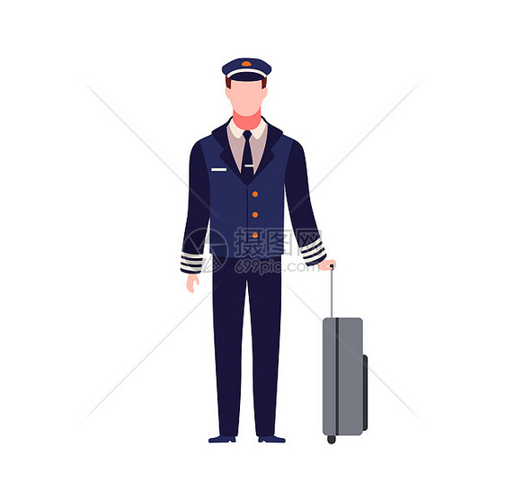 身着深蓝色制服和帽子飞行员图片
