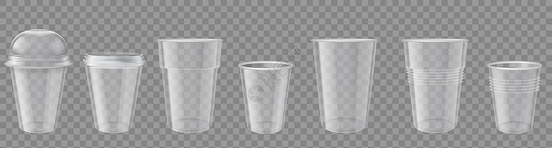 塑料杯有盖的现实透明可支配杯子空饮料容器咖啡或冷饮料媒介的包装物有盖子或插图的可用清洁杯子有盖的现实透明可支配杯子有盖或图的可移图片
