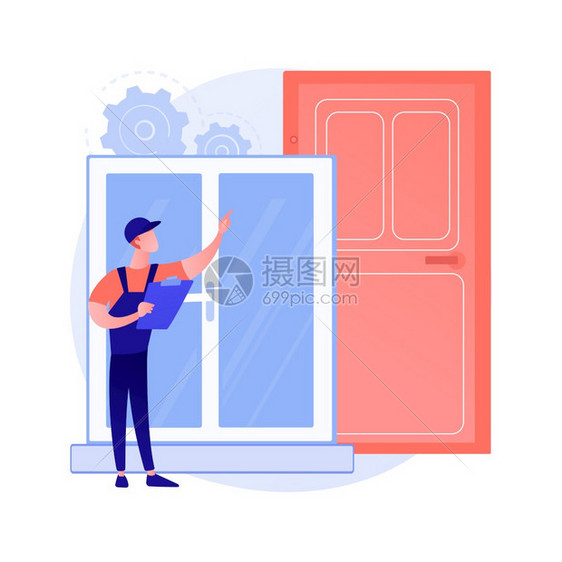 视窗和门服务抽象概念矢量图图片