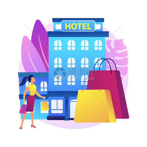 Boutique旅馆抽象概念矢量图个化服务在线预订访客审查豪华酒店房间设计热温泉时髦城市地区抽象隐喻图片