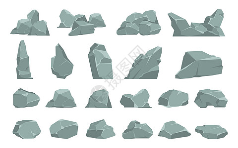 刻板石重灰宝粗糙的固体天然材料碎屑的单一或构成物孤立的碎片或花园装饰物地质研究山体矢量板重灰石头粗厚的固体天然材料碎屑或花园装饰图片