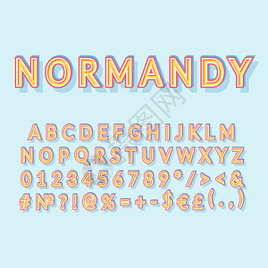 Normandy旧的3d矢量字母组Retro粗体字型Pop艺术样式化字母组旧的学校风格字母数符号包90s8s创意型号设计模板图片
