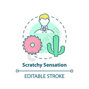 Scraprachy感知概念图标喉咙疼痛症状想法细线插图菌感染痛苦吞咽矢量孤立的大纲RGB颜色绘图可编辑中风扭曲感知概念图标图片