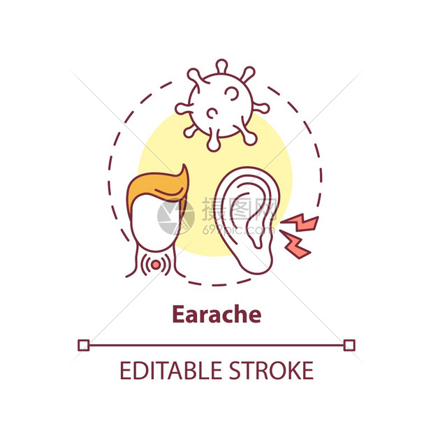 耳朵喉咙炎症矢量设计元素图片