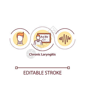 慢喉炎概念图标唱歌后的声音问题强力疼痛治疗喉咙酸想法细线插图矢量孤立大纲RGB彩色绘图可编辑中风图片