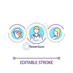 喉咙检查概念图标使用特殊仪器检查你的喉咙医疗保健系统处理概念细线插图矢量孤立大纲RGB颜色绘图可编辑中风喉咙检查概念图标图片