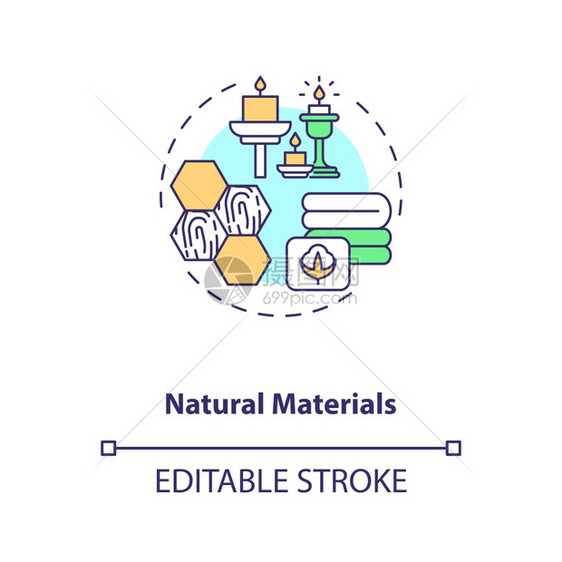 自然材料概念图标生态友好产品有意识的消费可持续生产物学思想细线插图矢量孤立大纲RGB彩色绘图可编辑中风图片