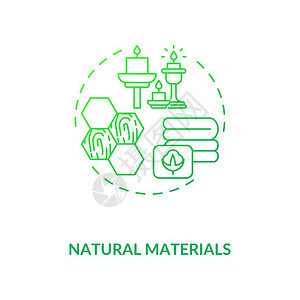 自然材料绿色概念图标生态友好产品自觉消费可持续生产物学思想细线插图矢量孤立示RGB彩色图画天然材料绿色概念图标图片
