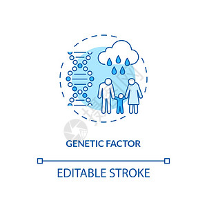遗传要素概念图标SAD风险群体概念细线插图精神病特定基因和遗传根矢量孤立大纲RGB彩色绘图可编辑中风遗传要素概念图标图片