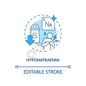 Hyponatraemia概念图标抗抑郁剂效应概念的细线插图低钠浓度变异混乱矢量孤立的大纲RGB颜色绘图可编辑的中风图片