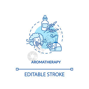Aroma治疗概念图标用于减轻SAD想法细线插图的提示增强身体和心理健康治疗矢量孤立大纲RGB彩色绘图可编辑中风治疗概念图标图片