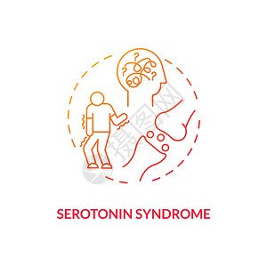 Serotonin综合症概念图标抗抑郁药副效应概念细线插图Shiveing腹泻肌肉僵硬发烧和缉获量矢孤立大纲RGB颜色图画Ser图片