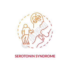 Serotonin综合症概念图标抗抑郁药副效应概念细线插图Shiveing腹泻肌肉僵硬发烧和缉获量矢孤立大纲RGB颜色图画Ser图片