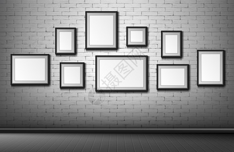 灰砖墙壁背景上的空白框图片