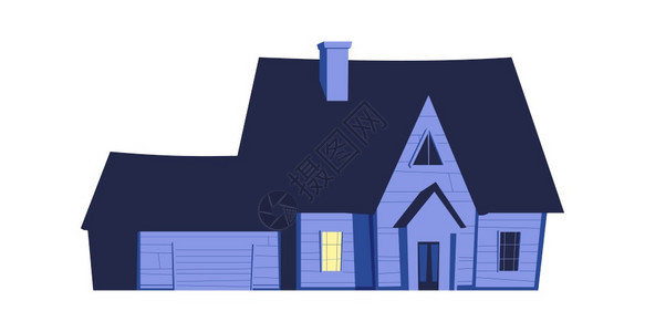 夜住宅在黑暗中用发光的窗户建筑卡通矢量插图晚上住宅用发光的窗户建筑图片