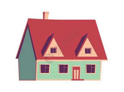 孤立的房屋建筑卡通矢量插图图片