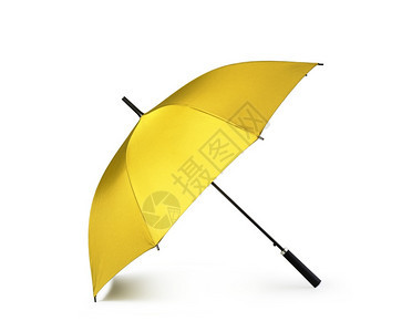 黄色伞白背景上隔绝的黄色伞图片
