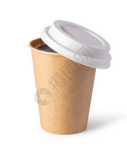 白色背景上孤立的纸杯咖啡图片