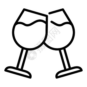 红酒雪茄红酒杯图标大纲为红酒杯矢量图标用于孤立白背景的网络设计