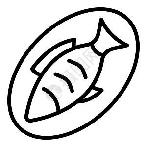 海鲜螃蟹健康鱼类食物图标健康鱼类食物矢量图标大纲用于孤立白色背景