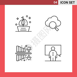4种简单填充线平板颜色的船舶收入搜索可盈利的矢量设计要素图片