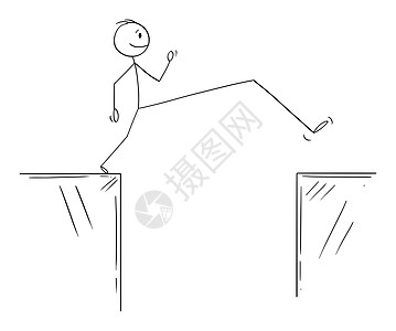 上克服了障碍矢量卡通插图说明人或商在通往成功之路上克服障碍插画