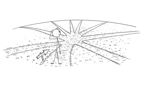 矢量卡通插图说明人或商站在十字路口上选择成功之路决定去哪里矢量卡通说明人或商站在十字路口和选择成功之路上图片
