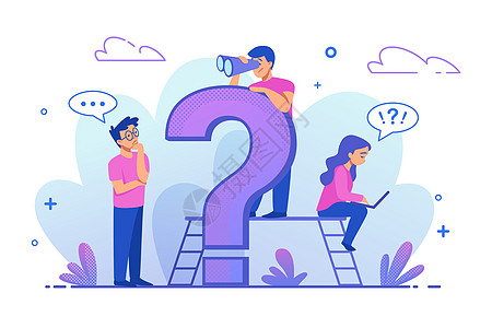寻找答案信息矢量在线支持概念常见问题网络设计模板女孩和男寻找插画