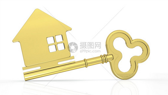 金键带有房屋符号3D铸造图片