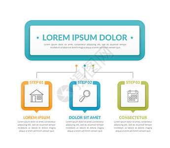 主要想法和3个步骤或选项工作流程图矢量eps10插图的表模板图片