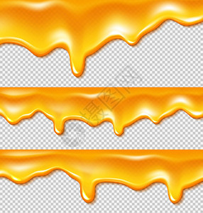 以透明背景隔离的钻探黄金液体蜂蜜边界矢量现实的糖浆流包括滴油粘糊焦糖或甜橙奶油矢量的滴金液体蜂蜜边界图片