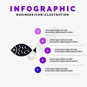 鱼食物复活节用固体图标5步骤表示背景图片