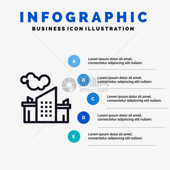 工厂业风景污染线图标5级插背景图片