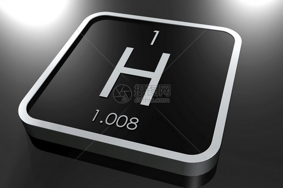 黑色平方块3D介面上的周期表格中氢元素图片