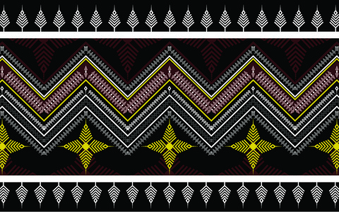 Aztec重复黑色和黄背景纹理Fabric布料设计壁纸包装图片