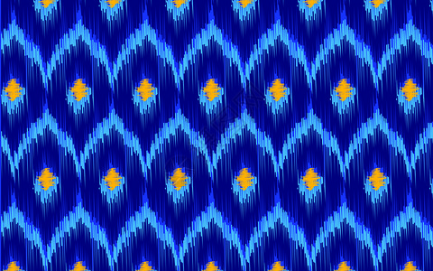 传统红黄颜色的无缝部落艺术Ikat设计背地毯壁纸服装BatikfabricVector插图装饰风格图片