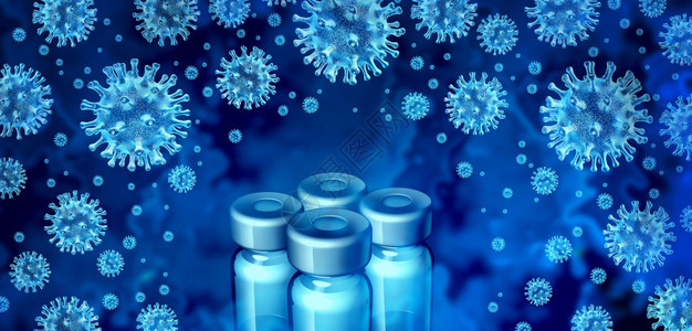 感染疫苗和冠状或流感疫苗接种背景如危险的流感菌株病例如大流行的医疗健康风险和治愈概念如疾病细胞和三维毒小瓶图片