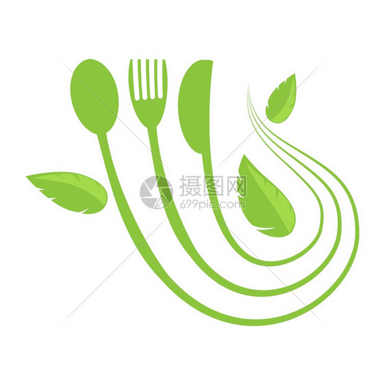 咖啡厅的食物图标白背景上孤立的叉式勺子刀罗戈设计白背景上孤立的面食图标图片