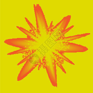 爆炸闪光卡通爆炸黄色背景上孤立的星壳爆炸闪光黄色背景上孤立的星壳爆炸图片