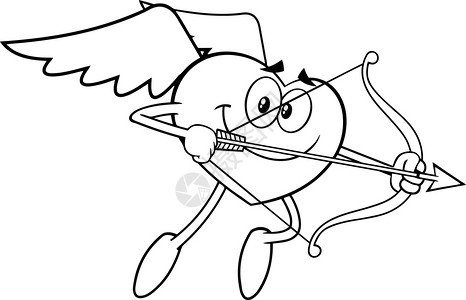 箭头以弓箭和飞行的卡通字符在透明背景上孤立的矢量说明插画