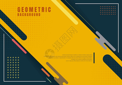 模板展示抽象几何四舍五入行元素设计半调效果装饰黄色背景矢量插图图片