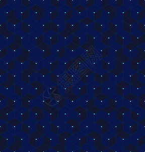 摘要蓝色3D立方体无缝模式的几何六边形内有网格背景数字远期概念线条图片