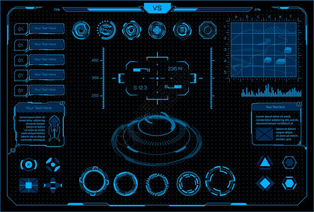 虚拟汽车和VR游戏界面与未来数字屏幕元素图片
