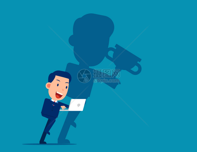 勤奋工作取得了成功就商业概念平滑可爱的商业卡通插图设计插画图片下载 正版图片 摄图网