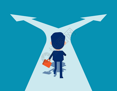 迷茫路口男人在十字路口奔跑选择和方向概念在矢量设计中可爱的商业