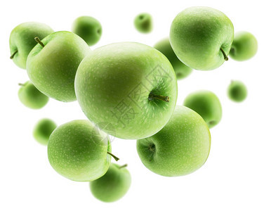绿色苹果在白背景上悬浮绿色苹果在白背景上悬浮图片
