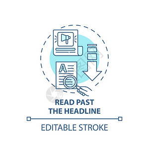 读取上一个标题概念图假新闻检查提示概念细线插图基于标题得出抓结论矢量孤立的大纲RGB颜色绘图可编辑中风读取上一个标题概念图图片