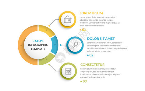 具有三个步骤或选项工作流程或图矢量eps10插图具有三个步骤或选项的插图模板矢量插图图片