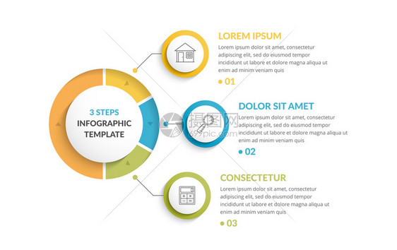 具有三个步骤或选项工作流程或图矢量eps10插图具有三个步骤或选项的插图模板矢量插图图片